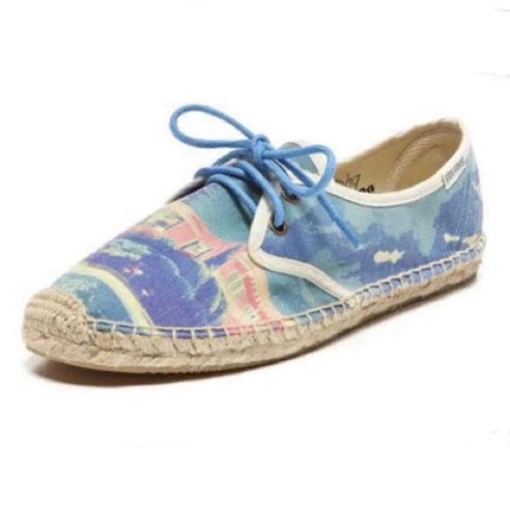 We Are Welcome Soludos Espadrilles Rare Blue Lace Size 8